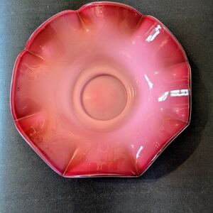 Could It Be Vintage? Artistic Pink Glass Bowl with Wavy Design